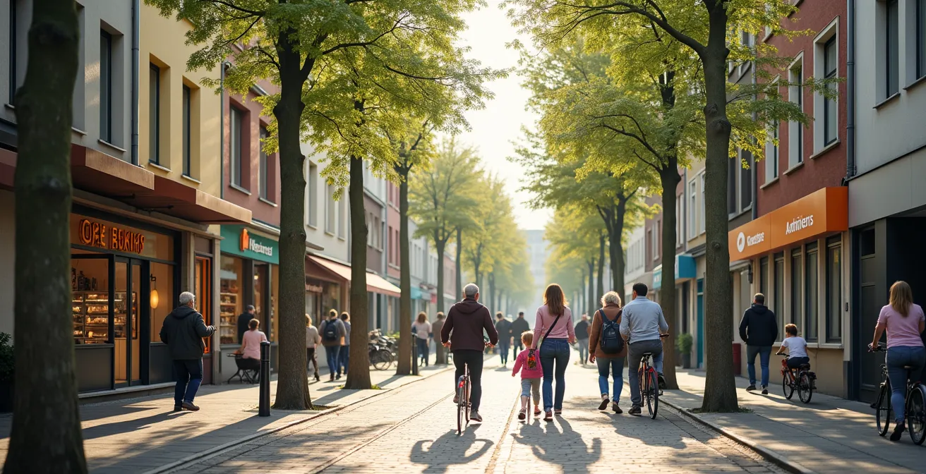 Lebendiges Stadtviertel mit kurzen Wegen zu allen wichtigen Einrichtungen