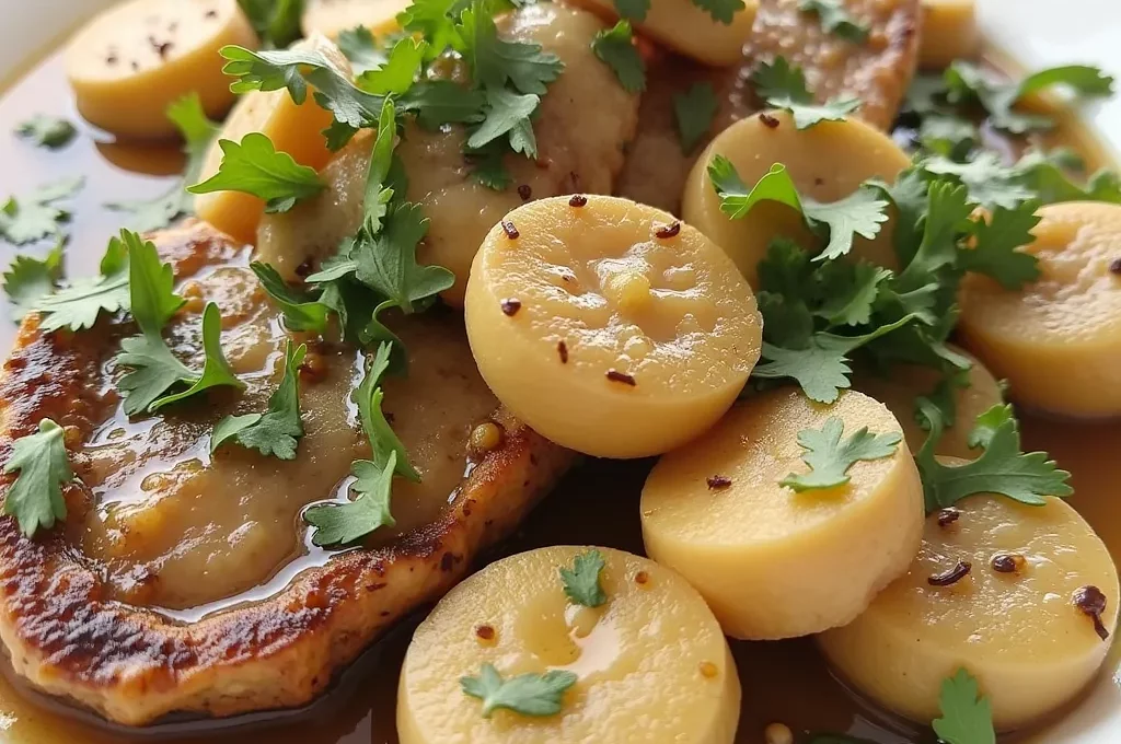 Person am Schreibtisch mit natürlichen Materialien und Pflanzen, berechnet nachhaltigen Lebensstil