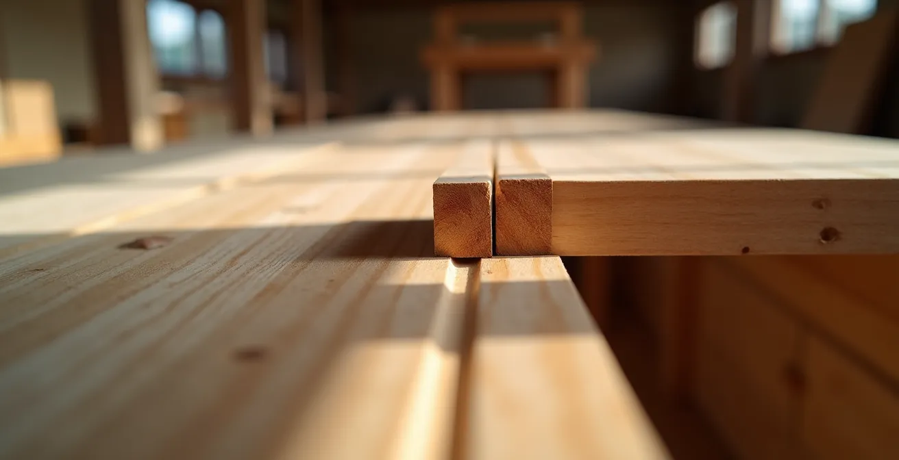Detailaufnahme einer reversiblen Holz-Steckverbindung ohne Leim oder Mörtel