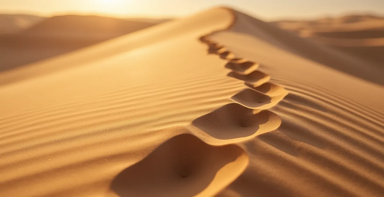 Wellenförmige Darstellung emotionaler Höhen und Tiefen einer Reiseroute mit abstrakten Landschaftselementen
