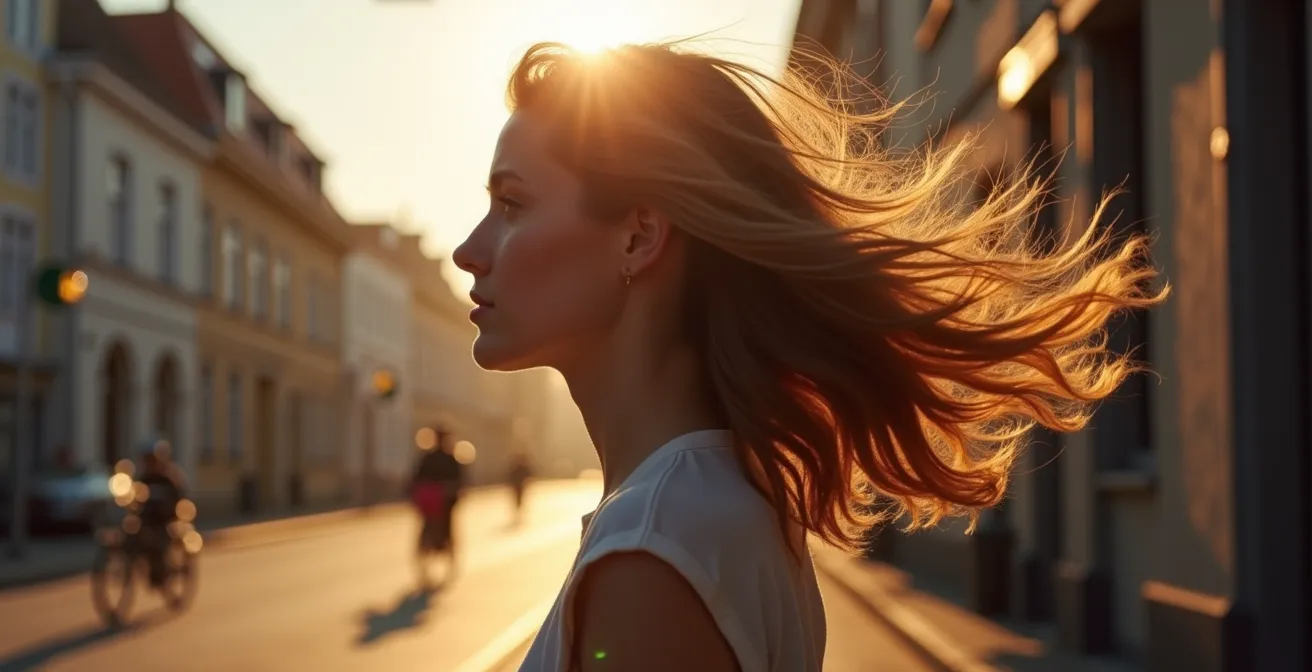 Profil einer Person mit selbstbewusster Frisur im natürlichen Licht