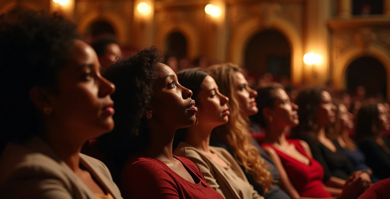 Publikum in einem historischen deutschen Theater während einer Aufführung