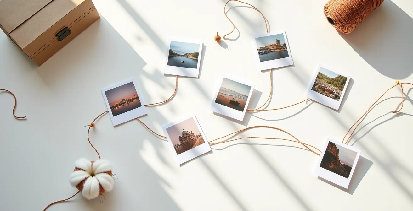 Abstrakte Darstellung verschiedener Reise-Archetypen durch Farbmuster und geometrische Formen