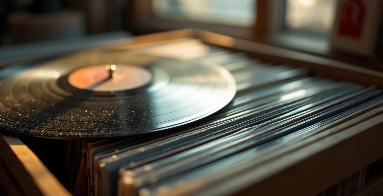 Atmosphärischer Plattenladen mit Vinyl-Sammlungen und Musikentdeckungen