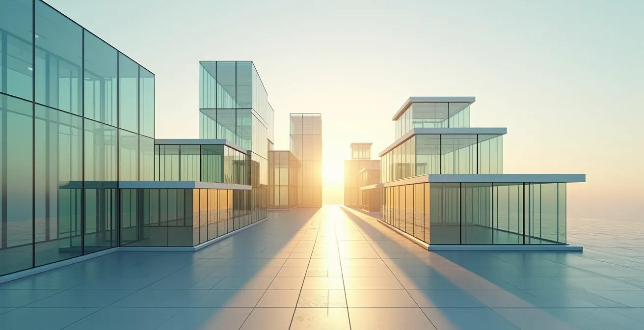 Abstrakte Darstellung optimaler Portfolio-Diversifikation mit visueller Balance zwischen Kern und Satelliten