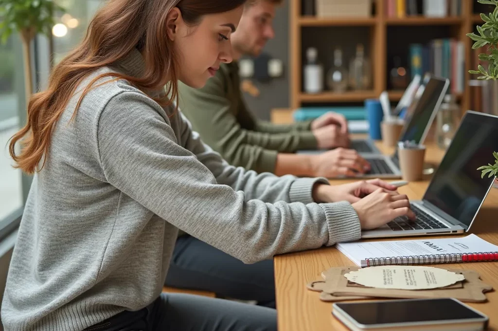 Theaterbühne mit minimalistischem Bühnenbild und dramatischer Beleuchtung, die einen Kontrast zwischen klassischen und modernen Elementen zeigt.