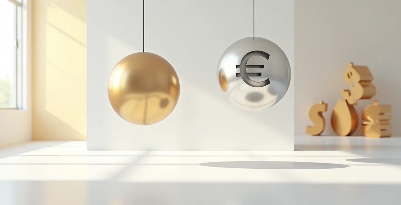 Abstrakte Darstellung von Währungsschwankungen zwischen Euro und Dollar